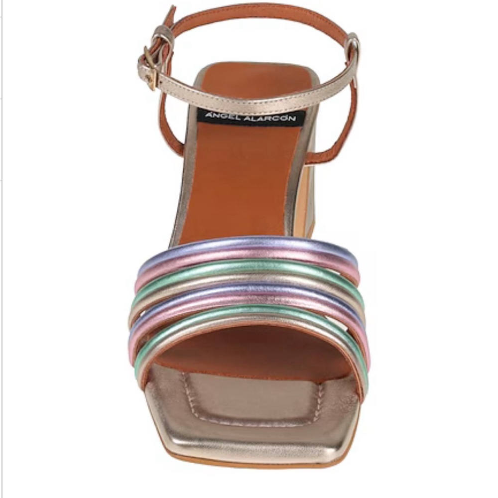 Multicolor leather heel sandals